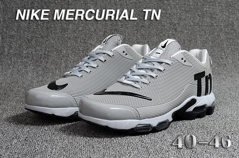 Nike Air Max Mercurial TN Grey Black White Shoes - Click Image to Close